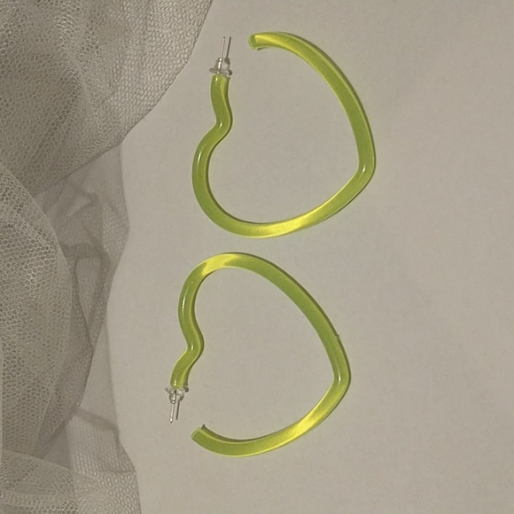 Neon Acrylic Heart Hoop Earrings! - Picture 6 of 6